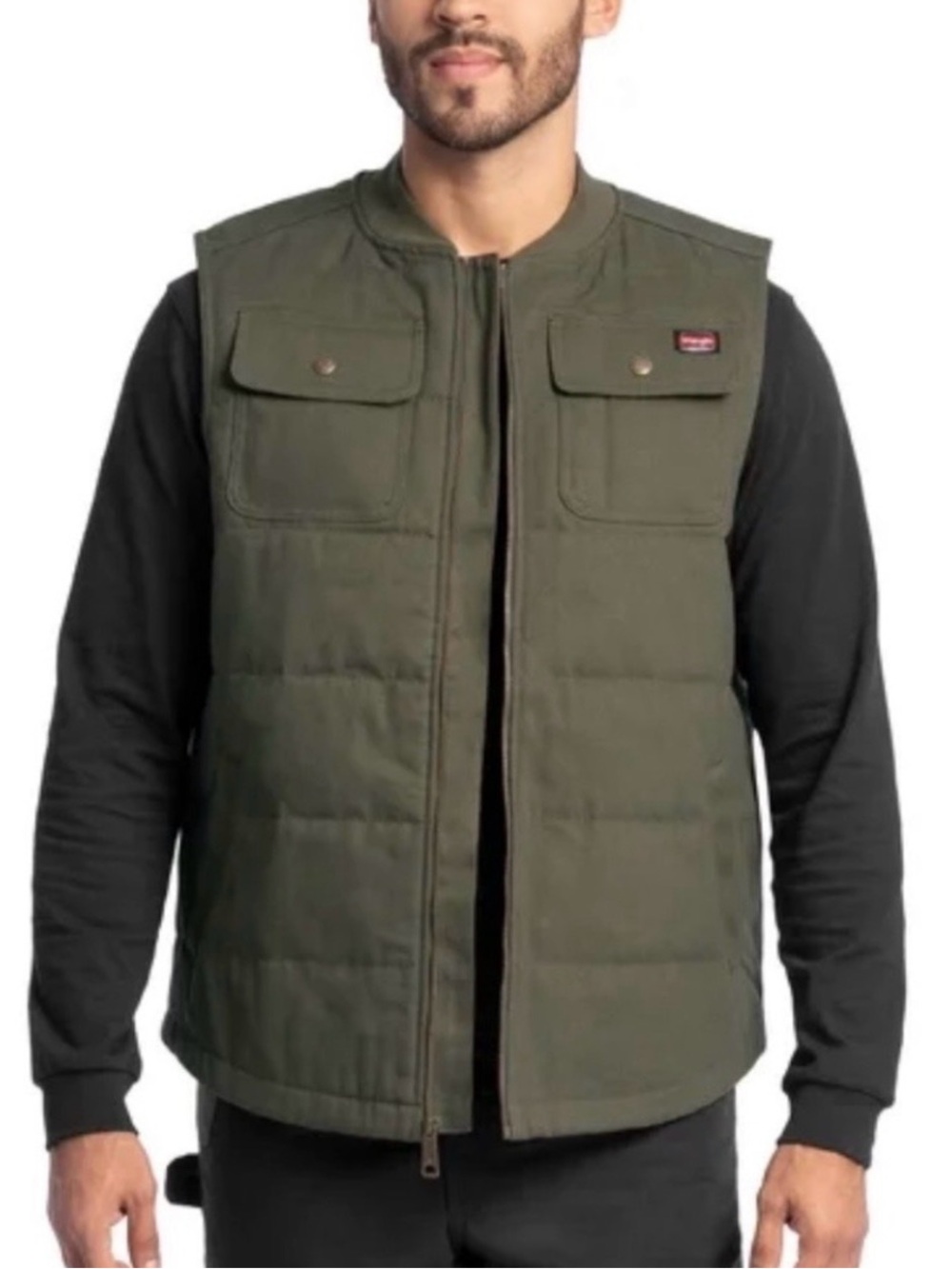 Wrangler Olive Quilted Utility Vest